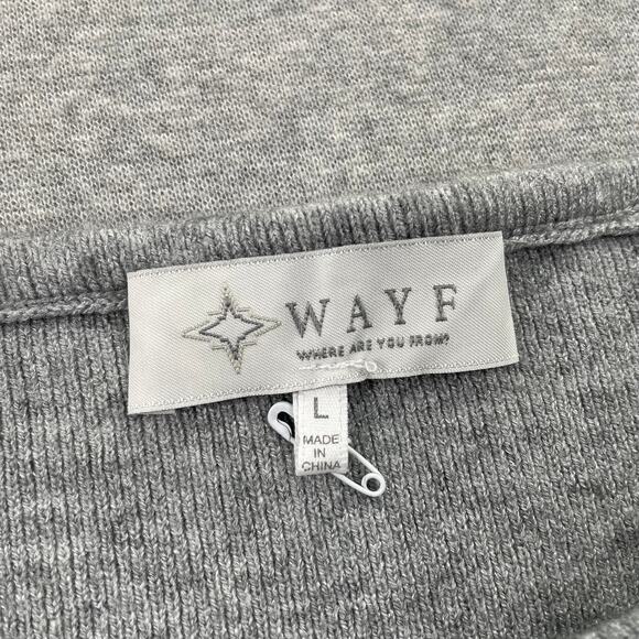 WAYF Sweater Womens L Gray Off Shoulder Ribbed Knit Top Minimalist Soft Capsule - Picture 3 of 9